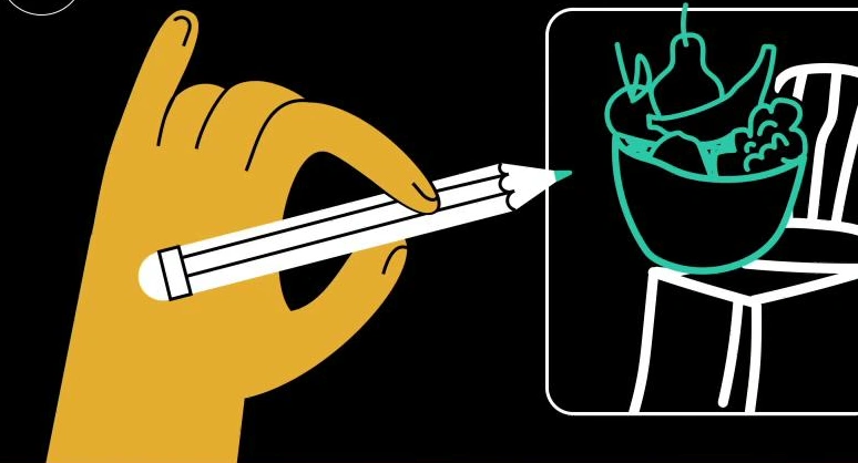 Ilustração de uma mão desenhando, representando o processo de criação